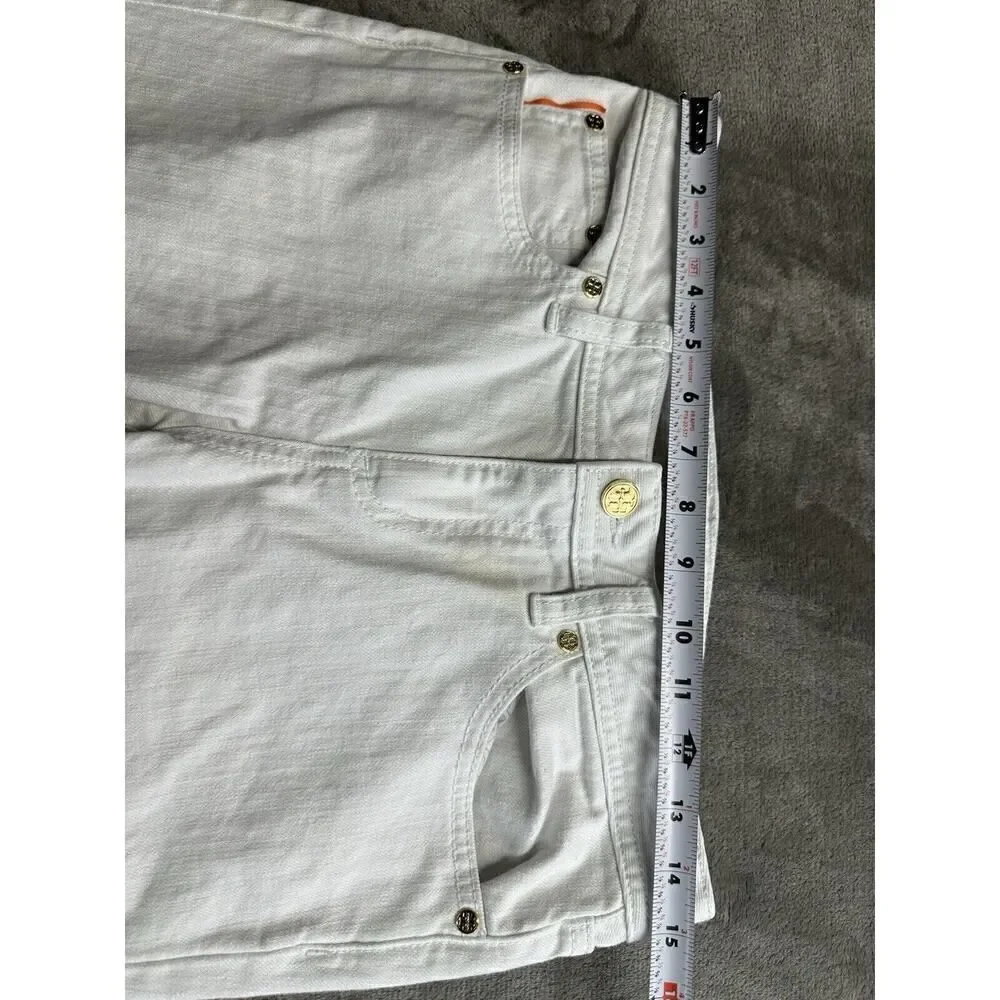 Tory Burch white classic Tory boot Jeans White pockets logo sz 28